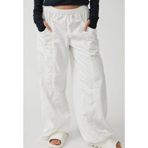 Free People Set Me Free Parachute Harem Athletic Pants Painted White Size M NEW
